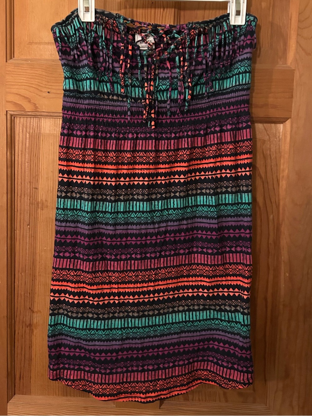 Zumiez Multicolor Tribal Strapless Swim Coverup - Teal, Purple, Orange, Black